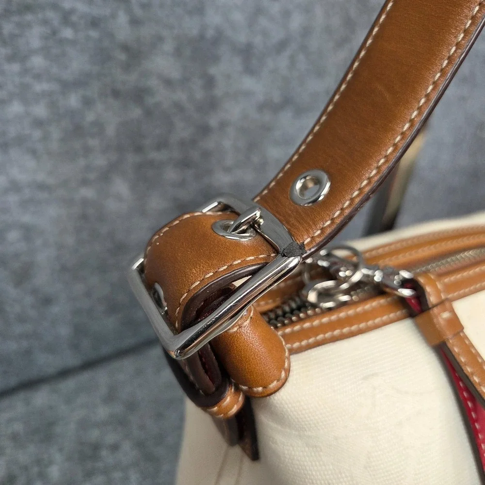 Coach Vintage Canvas Leather Bag Mini Sufflette Baguette Purse Patriotic y2k